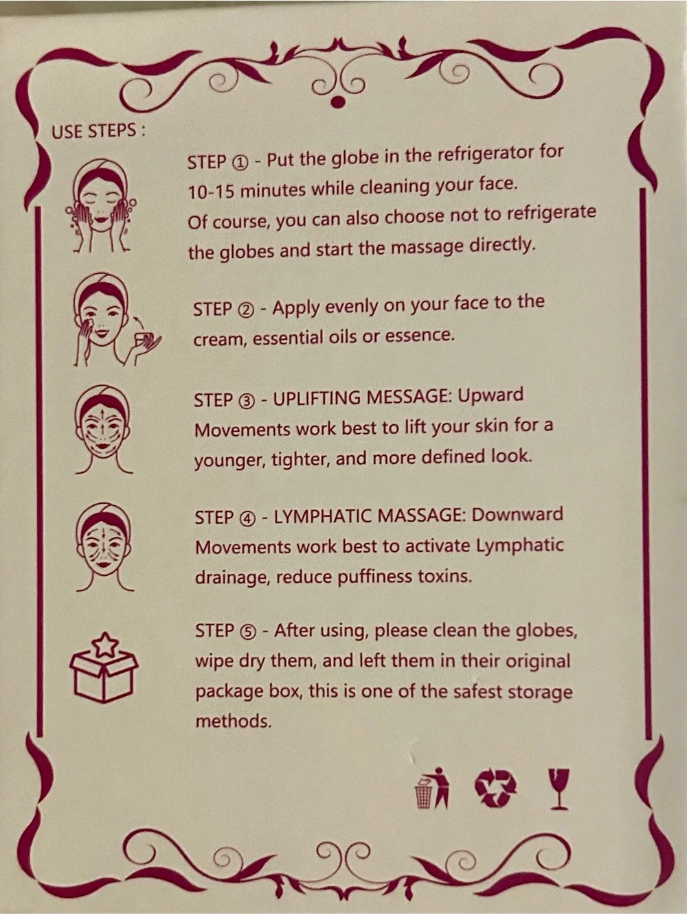 Facial Ice Globes - Pink Facial Massager for Depuffing & Toning